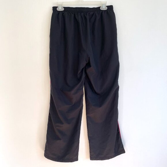 REEBOK Black Red Piping Stripe Pull On Drawstring Swishy Active Track Pants Y2K - Picture 7 of 11